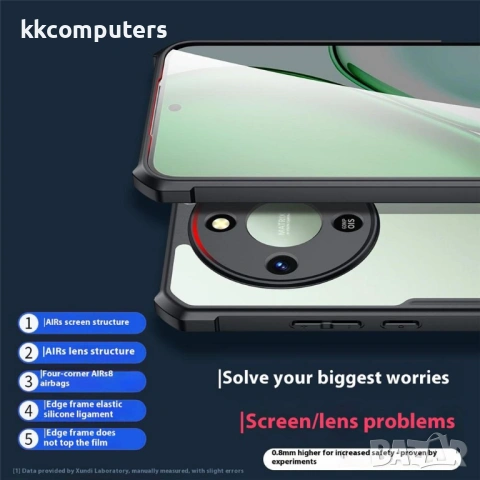 Калъф XUNDD за Honor Magic8 Lite 5G / X9d 5G / X70 5G - Shockproof, Прозрачен TPU+Aкрил, Вграден Air, снимка 5 - Калъфи, кейсове - 53174484