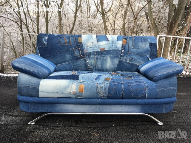 Дънков диван Претапициран , снимка 4 - Дивани и мека мебел - 36107477