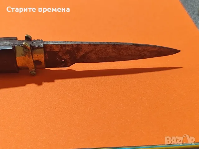 🔪 СТАР АВТОМАТИЧЕН НОЖ С ЧИРЕНИ БИВОЛСКИ РОГ, снимка 6 - Колекции - 56179664