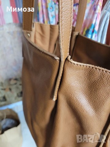 Естествена кожа голяма кафява чанта,тип торба, снимка 17 - Чанти - 41310791