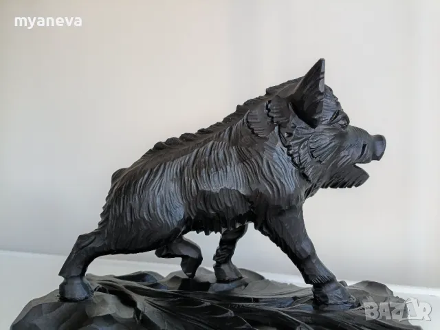 Глиган, диво прасе, авторска дърворезба, снимка 9 - Статуетки - 49586554