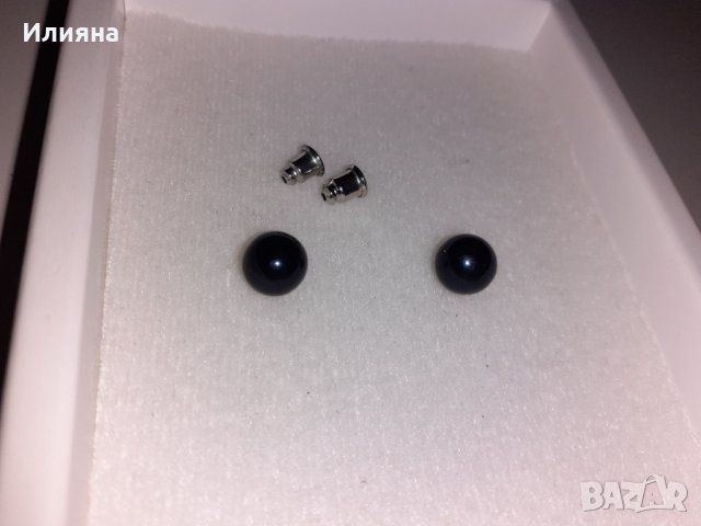 Черни топчета обеци, снимка 2 - Обеци - 35713332