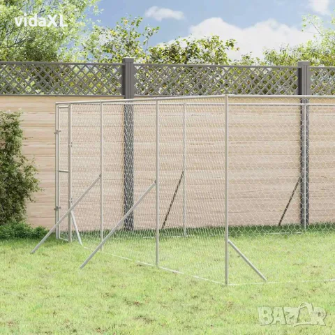 vidaXL Външна клетка за куче сребриста 6x10x2 м поцинкована стомана, снимка 2 - За кучета - 56146867