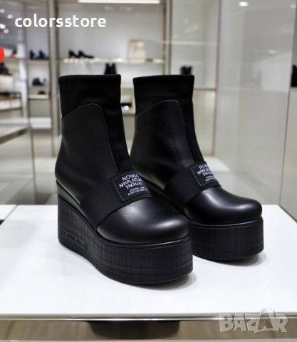 Боти на платформа - черна кожа - K135

, снимка 2 - Дамски боти - 37509489