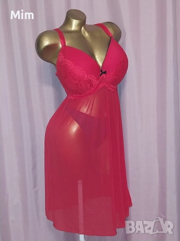 Janina 100 D Червена ефирна нощница , снимка 3 - Корсети, бюстиета, топове - 52544172