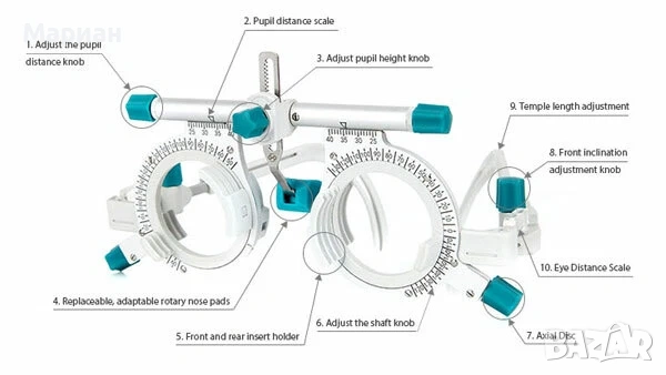 Регулируема пробна рамка за оптични лещи 48-80 мм, снимка 5 - Уреди за диагностика - 53660254