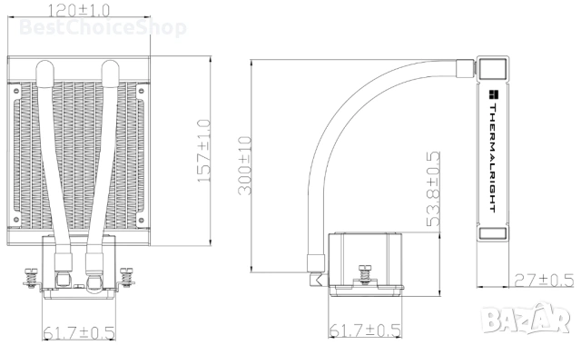 Течен - воден охладител за CPU AIO 3300 RPM PWM вентилатор, снимка 2 - Други - 53462511