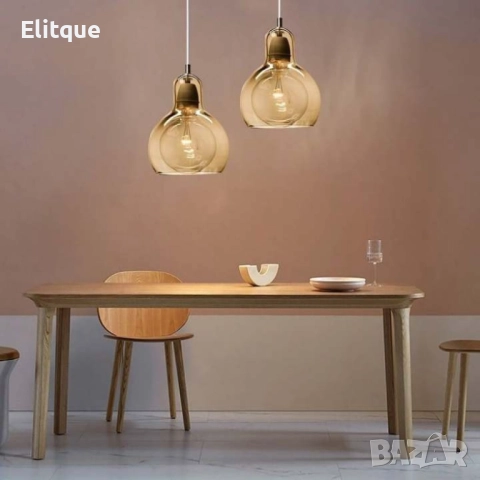 Пендел Globe, Е27, Кехлибар, Опушено сиво, снимка 5 - Други - 52853767