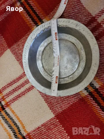 Бакърена чиния 22 см, снимка 2 - Антикварни и старинни предмети - 48500551