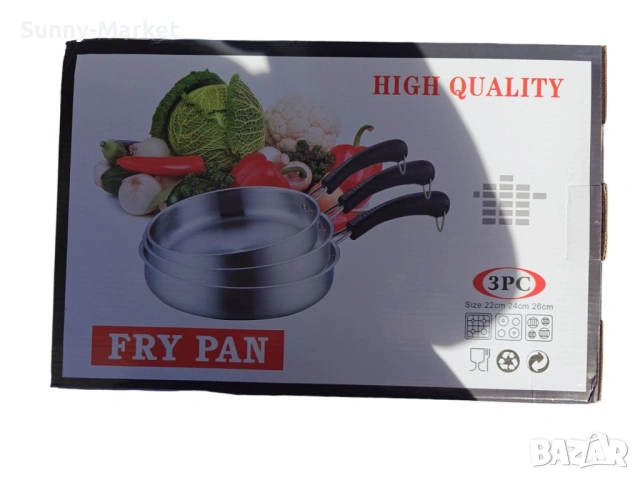 Супер здрави и качествени 3  броя тигани с дръжка 22/24/26 см., снимка 3 - Съдове за готвене - 53528335