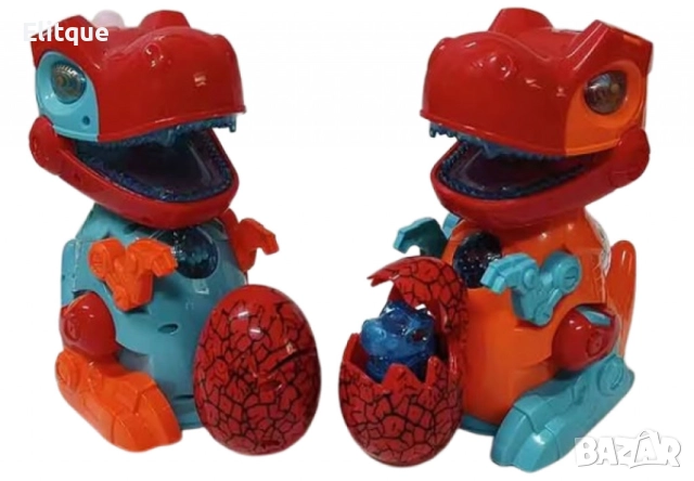 Електрическа играчка динозавър с динозавърско яйце – Светеща и музикална приключенска играчка за дец, снимка 6 - Фигурки - 52804810