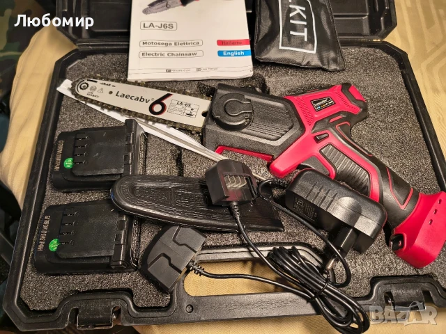 Laecabv Мини електрическа резачка 6 инча с една ръка, безжична миниатюрна  с 2 бр. 16.8v/4Ah 

