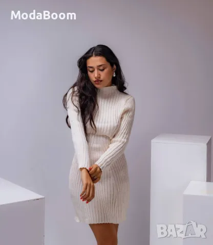 Бяла мека къса дамска рокля , снимка 2 - Рокли - 47531473