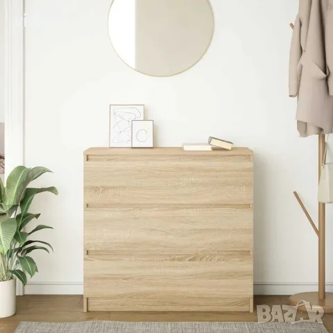 vidaXL Страничен шкаф, дъб сонома, 80x35x76 см, инженерно дърво, снимка 3 - Бюфети - 56148393