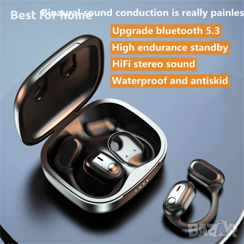 Безжични слушалки с отворени уши за офис тренировки и шофиране, снимка 3 - Bluetooth слушалки - 53705949