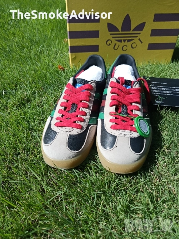 Обувки Adidas x Gucci Gazelle Black Green Red, снимка 2 - Маратонки - 51963401