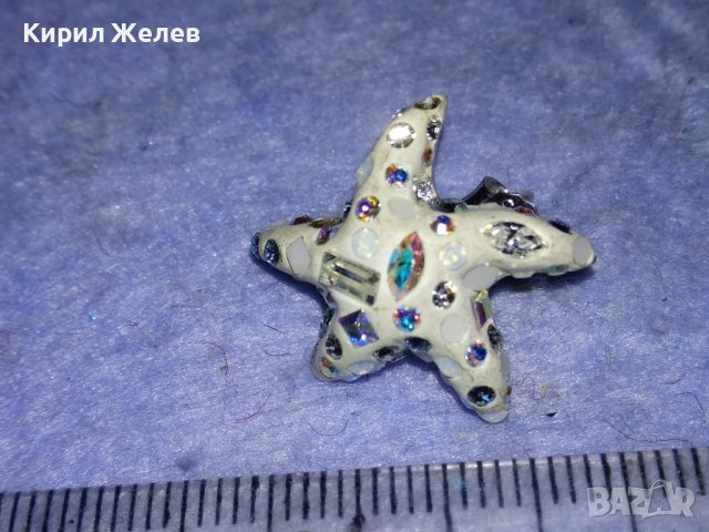 СРЕБЪРНА МАРКОВА ОБЕЦА ЗВЕЗДА СРЕБРО 925 с ИСКРЯЩИ СКЪПОЦЕННИ КРИСТАЛИ и КАМЪНИ и БЯЛ ЕМАЙЛ 27136, снимка 7 - Обеци - 40921576