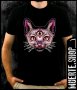 Черна тениска с щампа 3RD EYE CAT, снимка 1 - Тениски - 41801101