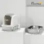 PawHut Котешка тоалетна от неръждаема стомана с капак, снимка 4