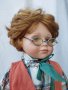 Порцеланова декоративна кукла със стойка момче с очила, снимка 4