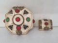 Антични кутии за бижута от кост, месинг и камъни  ! , снимка 1 - Антикварни и старинни предмети - 41330445