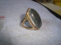 СТАР МЕДЕН ПРЪСТЕН с ПОЛИРАН ЮВЕЛИРНО ГОЛЯМ ЧЕРЕН АХАТ 91241, снимка 5