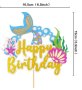 Опашка на Русалка морски брокатен топер Happy Birthday украса за торта рожден ден парти , снимка 2