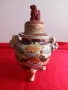 Стар Японски Керамичен Съд с Капак, Ръчно Рисуван!, снимка 1