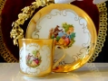 Чаша с чиния италиански порцелан,злато,картина. , снимка 1