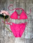 Нов с хигиенна лепенка висока талия  розов цикламен бански костюм сет от две части М размер , снимка 1