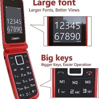 Нов Мобилен телефон с големи бутони за възрастни Отключен SOS бутон, снимка 2 - Телефони с две сим карти - 41667275
