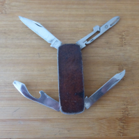 Рядко джобно ножче 4 инструмента кожено, снимка 1 - Антикварни и старинни предмети - 44755831