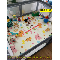 Сгъваемо детско килимче за игра, топлоизолиращо 180x200x1cm - Жираф и Цифри - КОД 4137, снимка 8 - Други - 44683818