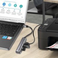 Jstoo 4-портов ултра тънък USB-C хъб за данни,1 x USB 3.0/3 x USB 2.0/USB C адаптер,MacBook Pro/Air, снимка 4 - Лаптоп аксесоари - 41721380