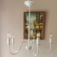 Изчистен модерен бял полилей,класическо осветление хол,всекидневна,трапезария,спалня,лампа шаби шик, снимка 15 - Лампи за таван - 26634661