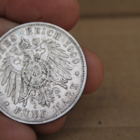 Сребърна монета Немски 5 марки 1900-та година, снимка 10 - Нумизматика и бонистика - 44792654