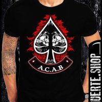 Черна тениска с щампа ACAB SPADE, снимка 1 - Тениски - 41346972
