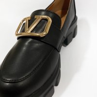 Дамски черни кожени обувки на платформа -034, снимка 3 - Дамски ежедневни обувки - 33933072