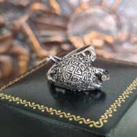Стар сребърен пръстен костенурка 925 , снимка 2 - Пръстени - 41736337