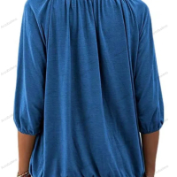 Едноцветна свободна дамска тениска с кръгло деколте и 3/4 ръкави, 8цвята , снимка 4 - Тениски - 44527835
