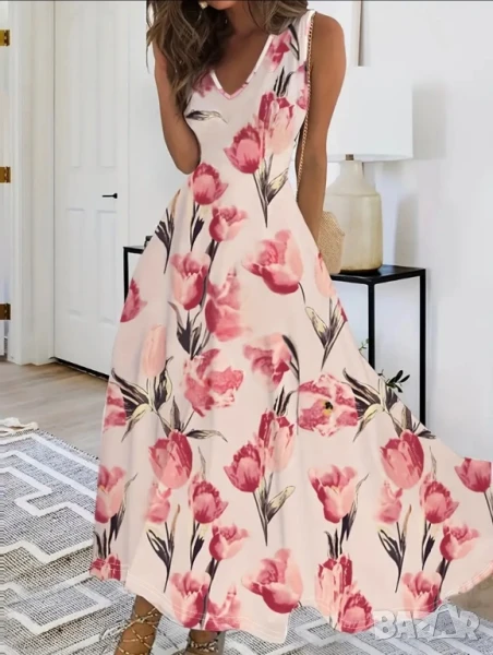 Лятна дълга рокля на лалета, снимка 1