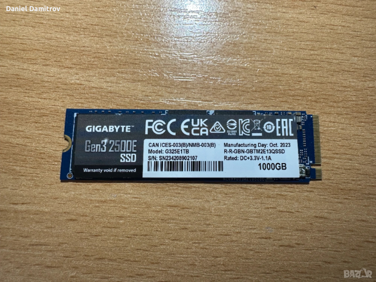 GIGABYTE Gen3 2500E SSD 1TB, снимка 1