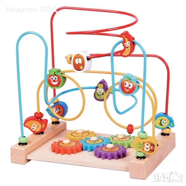 Образователна игра, 21x15.5x21 см, Дървена основа с цветни топчета, 3+ год, снимка 1