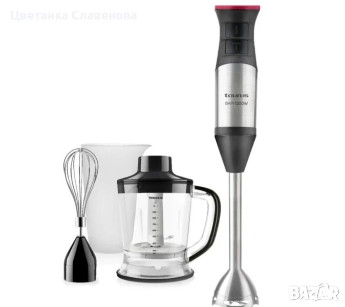 Вертикален миксер Taurus Bapi 1200 Plus Inox, 1200W, 20 скорости, Pulse функция, 4 аксесоара, чопър , снимка 1