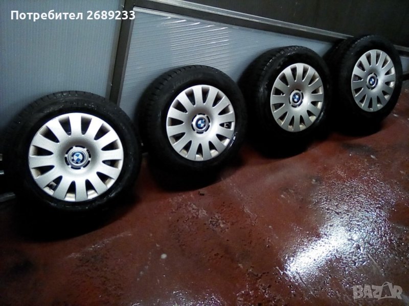 Зимни гуми с джанти и тасове за BMW,195/65/15, снимка 1