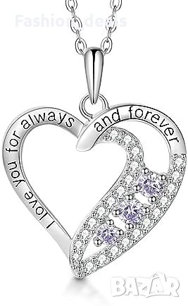 	Нова нежна Дамска огърлица с кристали Сърце Циркон Колие Подарък жена, снимка 1