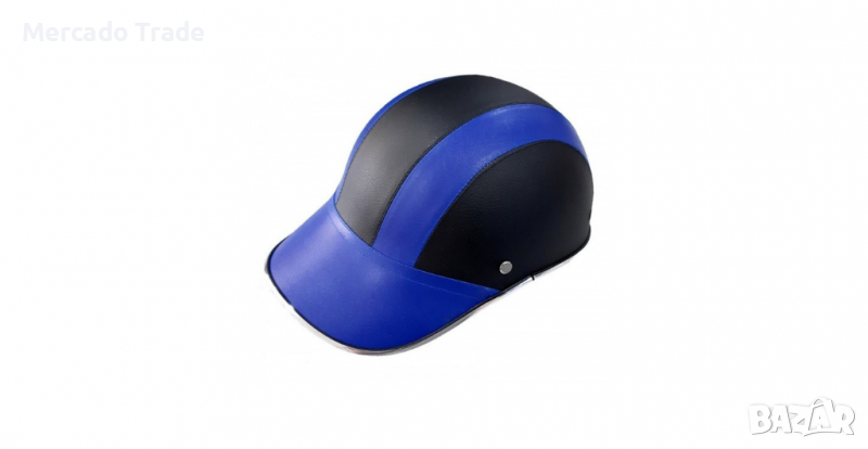 Каска за мотор, АТВ, Мотопед, Кожена, 2411, Син, снимка 1