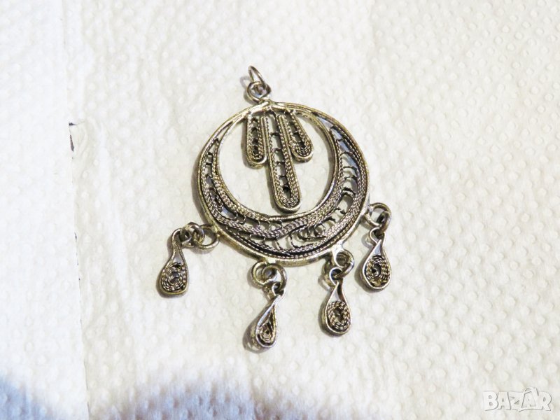 Старинен сребърен амулет филиран, накит, муска за плодовитост  - дарете любов и радост , снимка 1