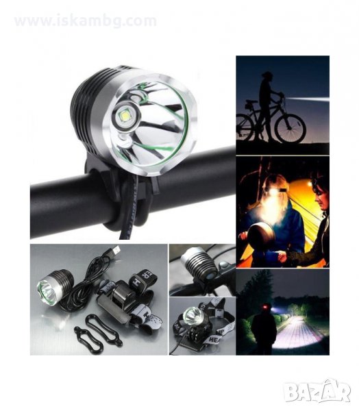 2 В 1 ФАР ЗА ВЕЛОСИПЕД И ЧЕЛНИК XM-L Т6 1200 ЛУМЕНА - код 1869, снимка 1