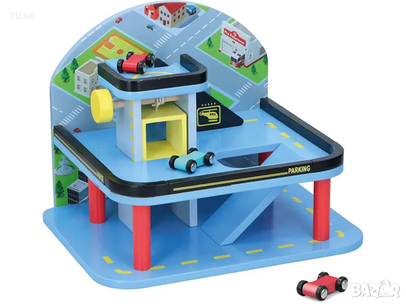 НОВИ! Дървен гараж с 2 колички и асансьор Marionette, снимка 1